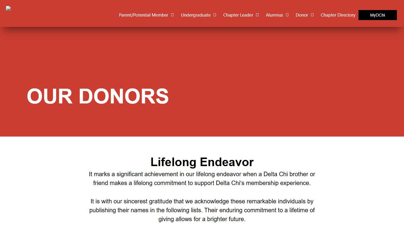 Our Donors - Support Delta Chis Lifelong Commitment